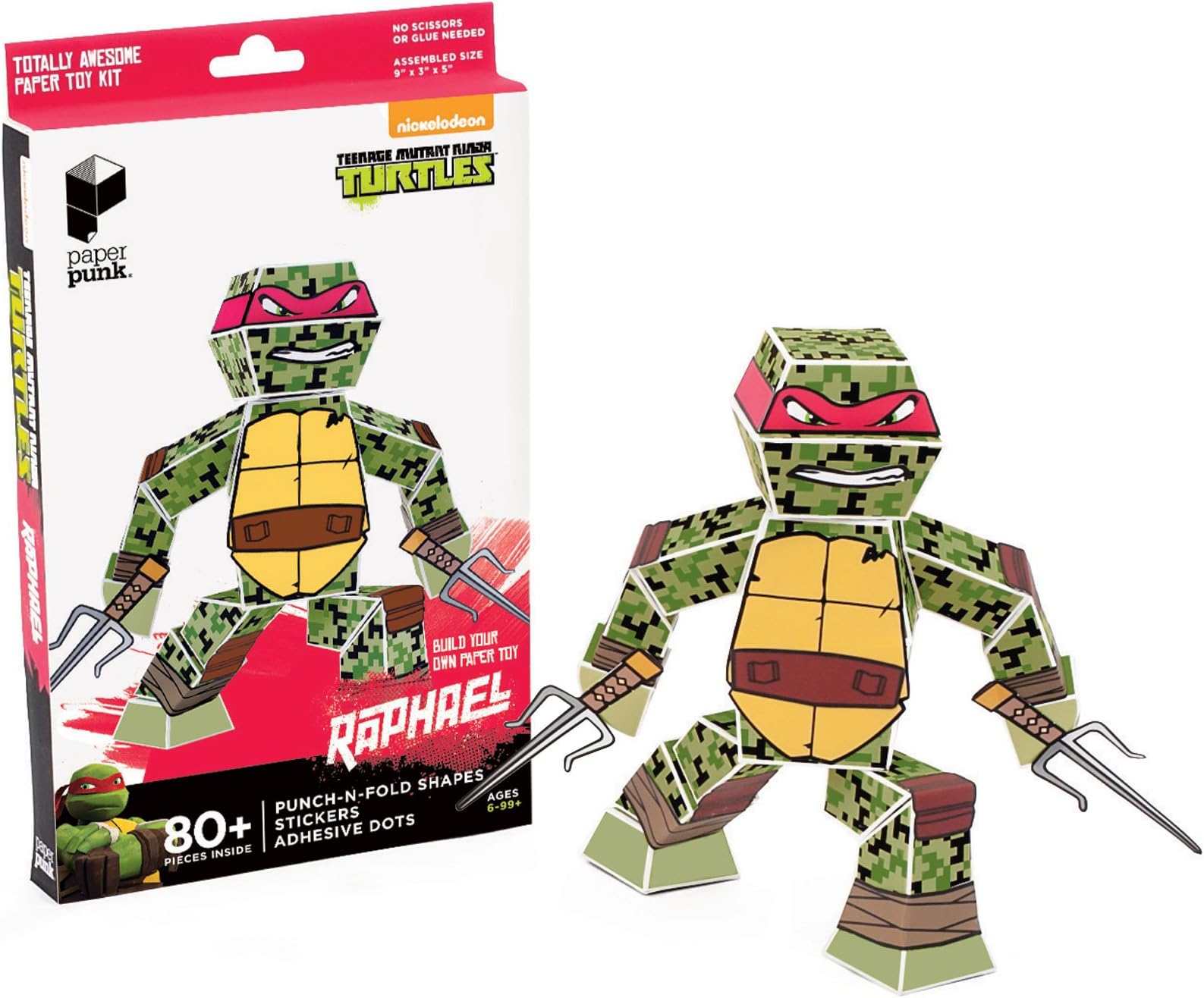 Paper Punk Teenage Mutant Ninja Turtle TMNT Raphael Pizza Build Your Own Paper Action Figure Toy Nickelodeon