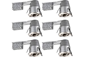 TORCHSTAR 4 Inch UL-Listed Remodel Can + Gimbal Trim Kit, Air Tight Aluminum IC Housing, GU10 Socket Included, Satin Nickel T