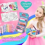 Auney Unicorn Art Set for Girls 3-8+ Yrs - 60pc Pencil Case, Markers, Crayons, view 2