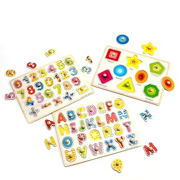 Download Buy Usatdd Kids Wooden Peg Puzzle Educational Toy For Toddlers Bundle Set Alphabet Abc Letters Numbers And Shapes Board Game Cognitive Learning Age 3 4 5 6 7 Year Old Baby Boys