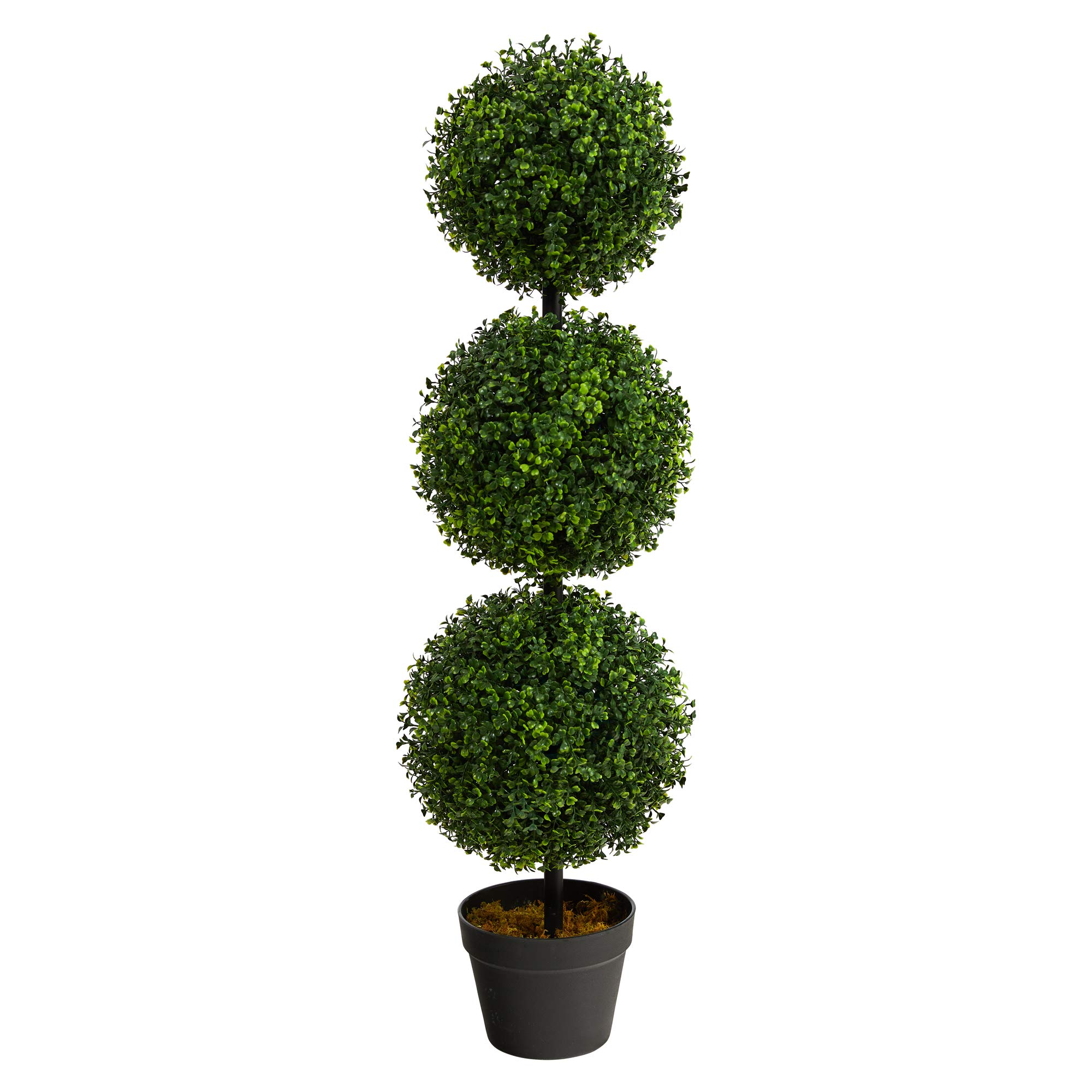 Photo 1 of **PLASTIC POT IS DAMAGED**Nearly Natural 3ft. Artificial Triple Ball Boxwood Topiary Tree (Indoor/Outdoor) T2021, Green