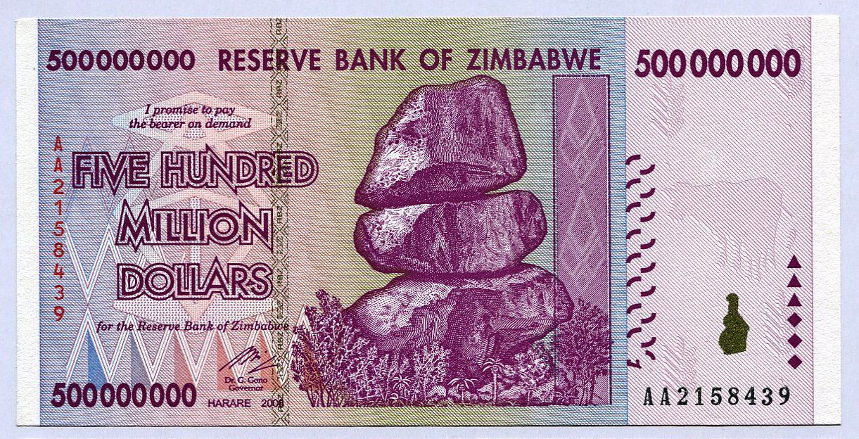 Zimbabwe Pick No: 82 2008 500 Million Dollars (Collectors Banknotes)