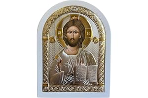 (A-3/001G/B) Jesus Christ Byzantine Silver Orthodox Icon/Greek Handmade