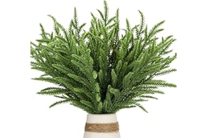 SPWOLFRT 30 Pcs Christmas Real Touch Norfolk Stems, 15Inch Artificial Pine Branches Faux Evergreen Pine Sprigs Fake Foliage Greenery Picks for Christmas Wreath Making DIY Crafts Home Decoration (30, Green)