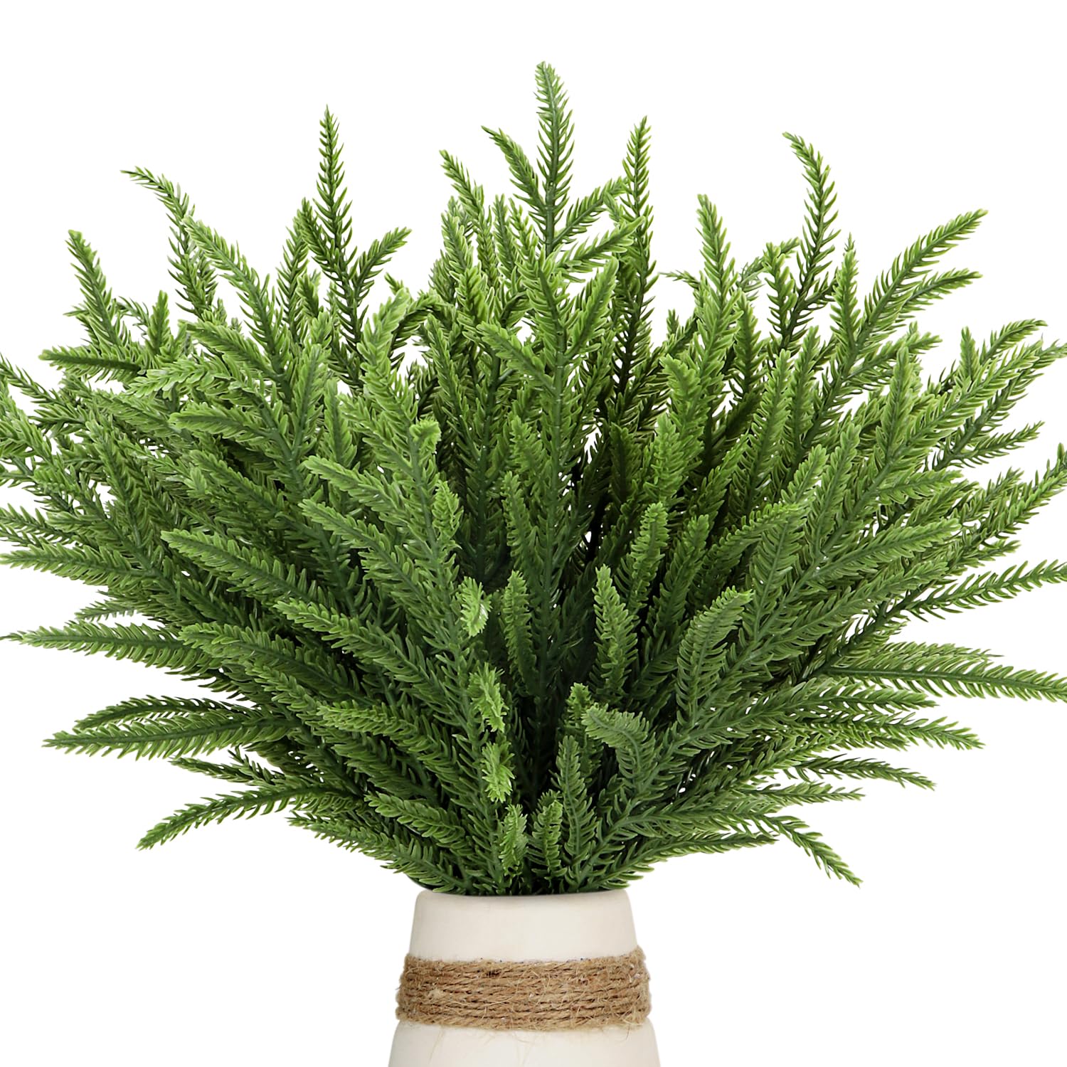 Photo 1 of  Christmas Real Touch Norfolk Stems, 15Inch Artificial Pine Branches Faux Evergreen Pine Sprigs Fake Foliage Greenery Picks for Christmas Wreath Making DIY Crafts Home Decoration 