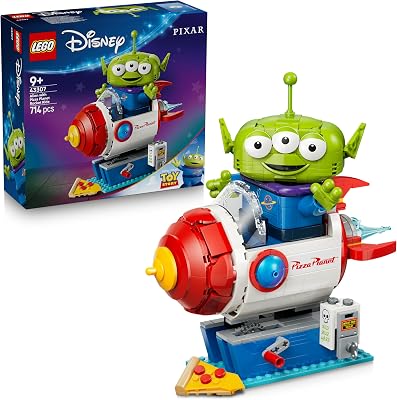 Disney and Pixar Toy Story Alien mit Pizza Planet Raketenfahrt - Raumschiff Spielzeug mit Alien Figur als DIY Deko - Geschenk für Jungen und Mädchen ab 9 Jahren sowie Toy Story Fans - 43307