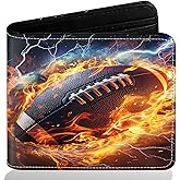 ZHIMEBYE Boys Wallet for Teens, Cool Kids Football Wallet for Boys Ages 8-10 9-12 11-15, Funny Leather Bifold Rfid Blocking, Coin Pocket Id Window for Teen Men Youth Guys Birthday Christmas Gifts