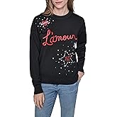 KARL LAGERFELD womens Long Sleeve Crew Neck L'amour Tattoo Sweater