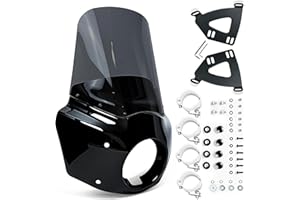 Krator Motorcycle Windshield & Fairing Complete Kit, Road Warrior Windshield, Compatible with Harley Davidson Dyna and Softai