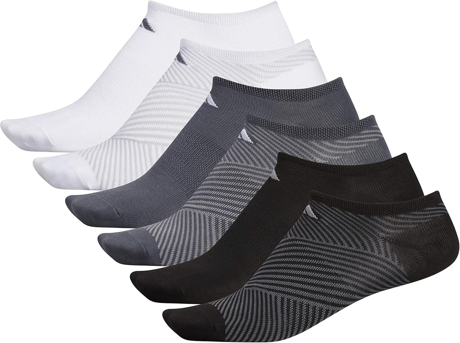 adidas Women's Superlite No Show Socks (6-Pair), Black/Onix/Light Onix/Clear Onix/White, Medium, (Shoe Size 5-10): Clothing
