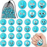 Shappy 24 Pcs Mini Volleyball Stress Balls 1.57 Foam Sports Balls with Emotion for Kids Volleyball Team Gifts with Mesh Drawstring Bag for Volleyball Party Birthday School Reward,6 Style(Blue)