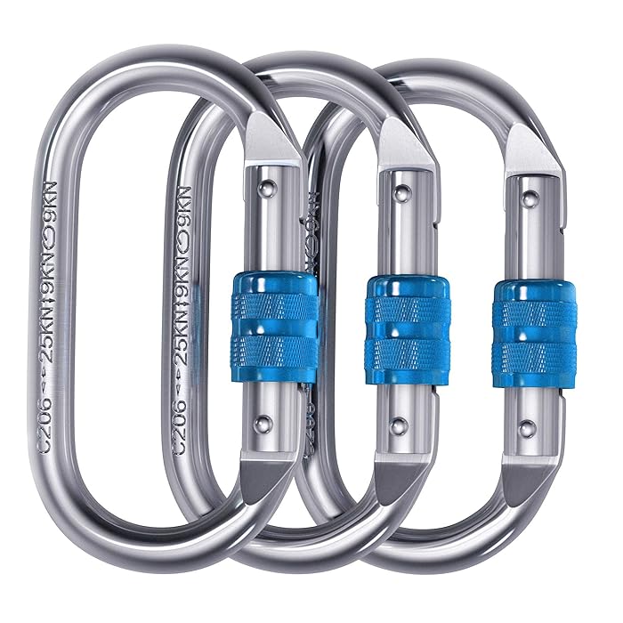 Buy OShaped Steel Climbing Carabiner(25kn=5600lb)Screw Lock Spring