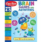 Evan-Moor Brain Games and Activities for Kids, Ages 4-5, Workbook, Hidden Pictures, Mazes, Sticker Activities, Logic Puzzles, Drawing, Critical Thinking, Audio, Alphabet, Word Families, Counting