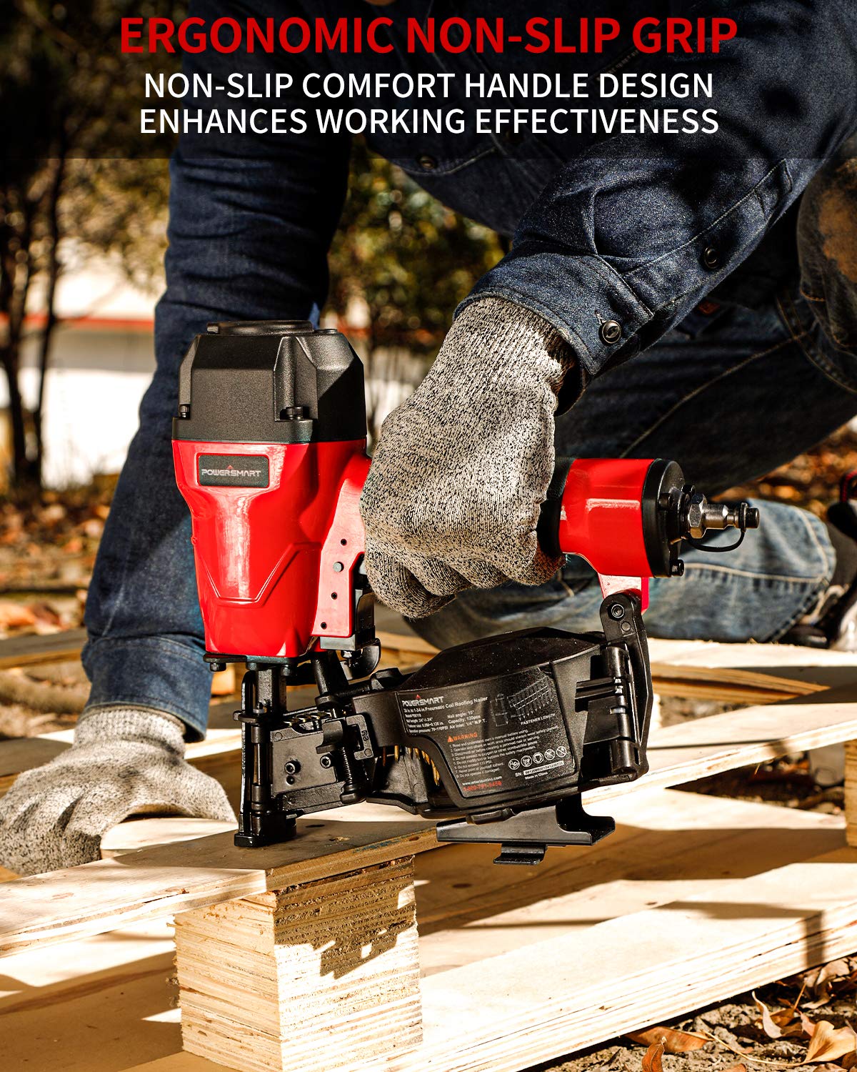 Powersmart Roofing Nailer, pistola de clavos para techos de 15 grados con gafas de seguridad, uñas de la bobina de 3/4 de pulgada a 1-3/4 pulgadas, kit de uñas de la bobina de capacidad de carga de 120 pcs con 240 clavijas Powersmart Roofing Nailer, pistola de clavos para techos de 15 grados con gafas de seguridad, uñas de la bobina de 3/4 de pulgada a 1-3/4 pulgadas, kit de uñas de la bobina de capacidad de carga de 120 pcs con 240 clavijas