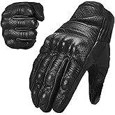 ILM Goatskin Leather Motorcycle Motorbike Powersports Racing Gloves Touchscreen for Men and Women Model DN01(L, Black Perforated)