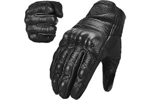 ILM Goatskin Leather Motorcycle Motorbike Powersports Racing Gloves Touchscreen for Men and Women Model DN01(L, Black Perforated)