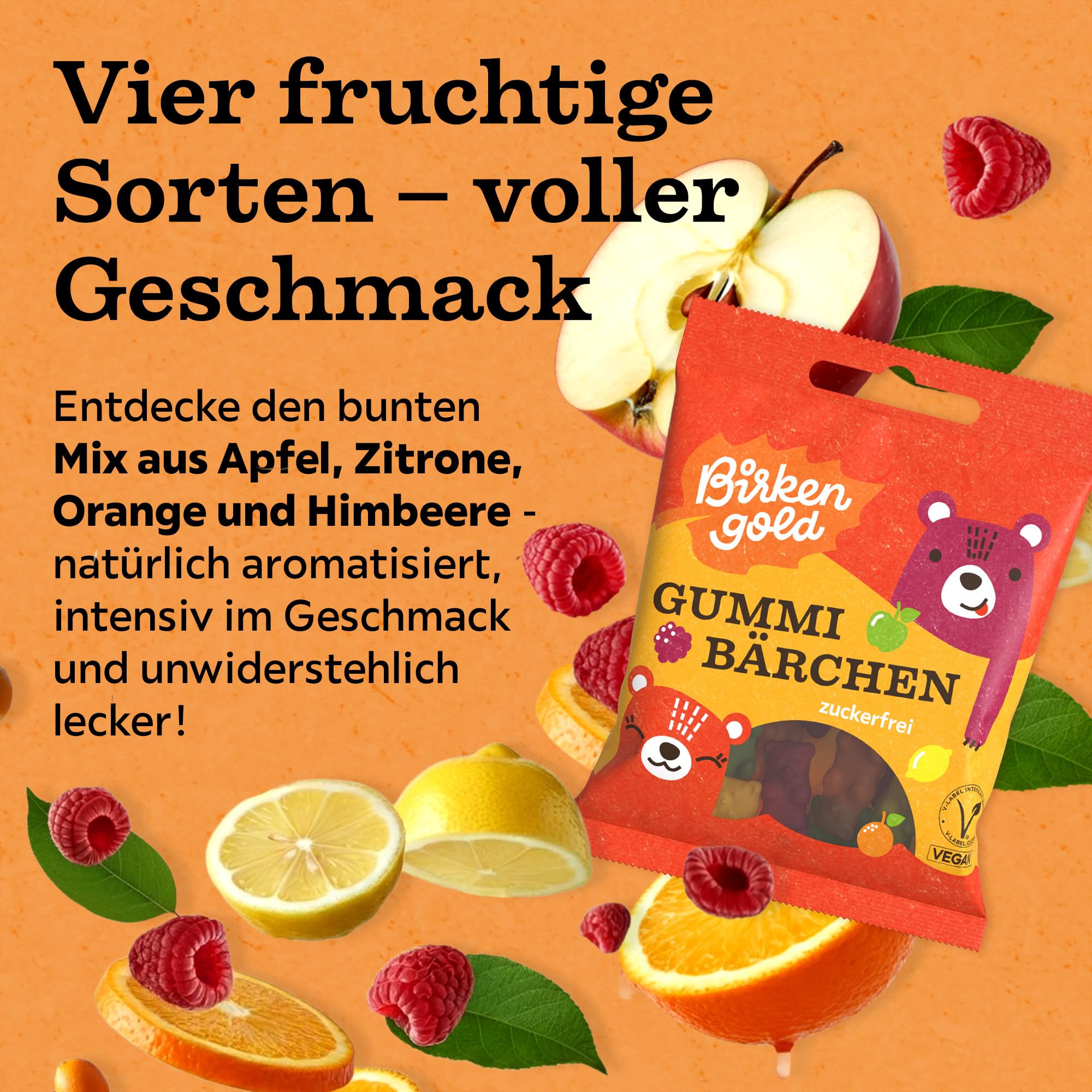 Birkengold zuckerfreie Gummibärchen | 10x50g | vegan | ohne Gelatine | mit Maltit & Xylit gesüßt | Weingummi zuckerfrei | natürliche Inhaltsstoffe | zuckerfreie Süßigkeit ideal für Kinder 2