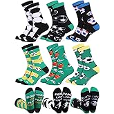 GGFIRR 6 Pairs Funny Soccer Socks for Men Women, Novelty Athletic Crew Socks, Holiday Birthday Christmas Gift for Lovers, Players, and Teams