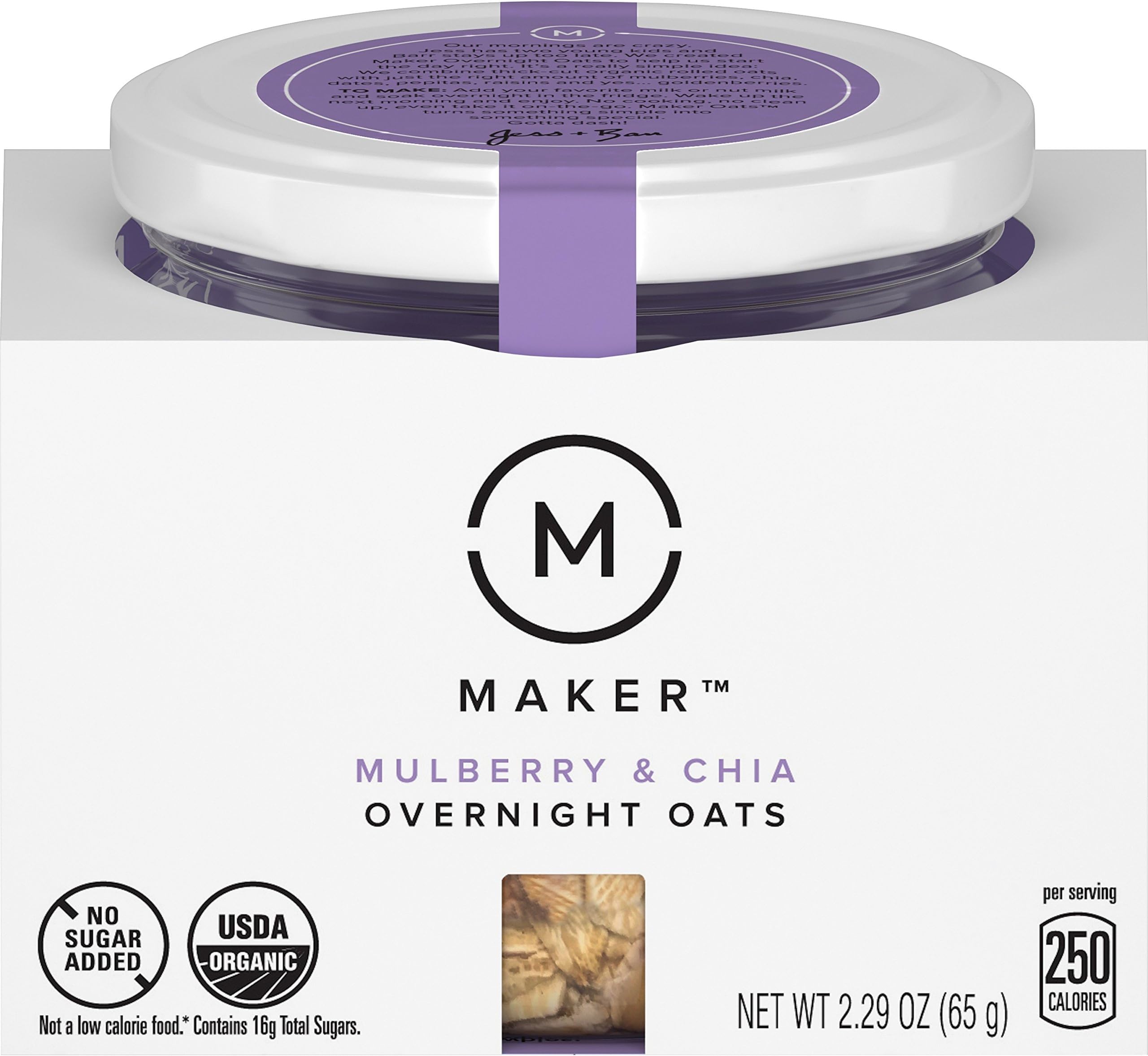 Maker Oats, Mulberry Chia, 2.29 Ounce, 6 Count
