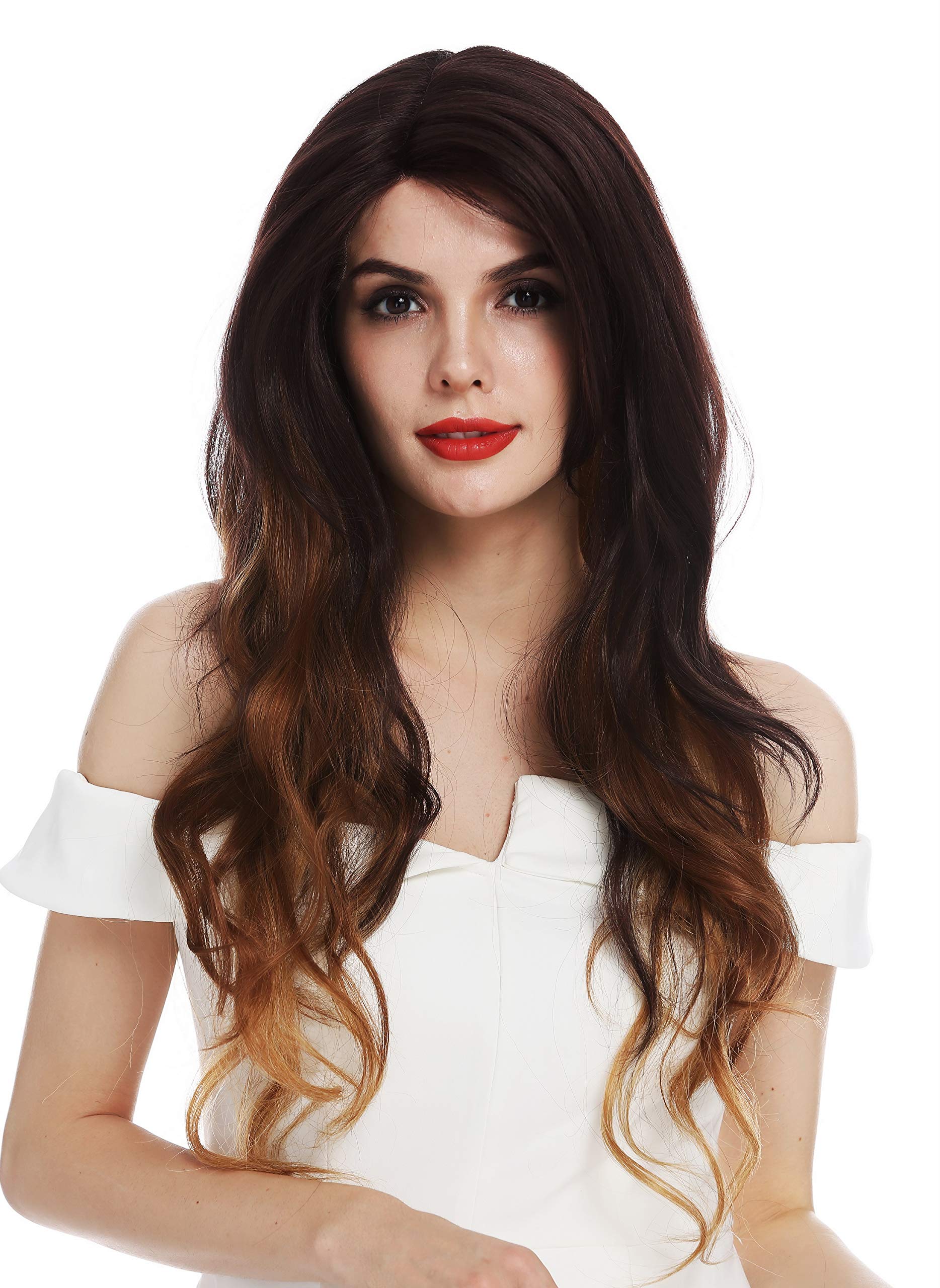 WIG ME UP - DW2592-MF-LX3316 wig women's wig lace front partial monofilament very long wavy Balayage mahogany brown blonde highlights