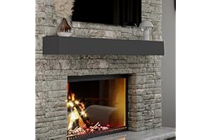 Ortaville 72" Floating Mantel Shelf - Modern White Fireplace Mantel with Matte Lacquer Finish for Living Room Elegance (72", Slate Grey)