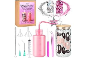 Snow Globe Tumbler Supplies – 11 Pcs DIY Glitter Snowglobe Tumbler Craft Supplies Starter Kit, Accessories Only (Cup Not Incl
