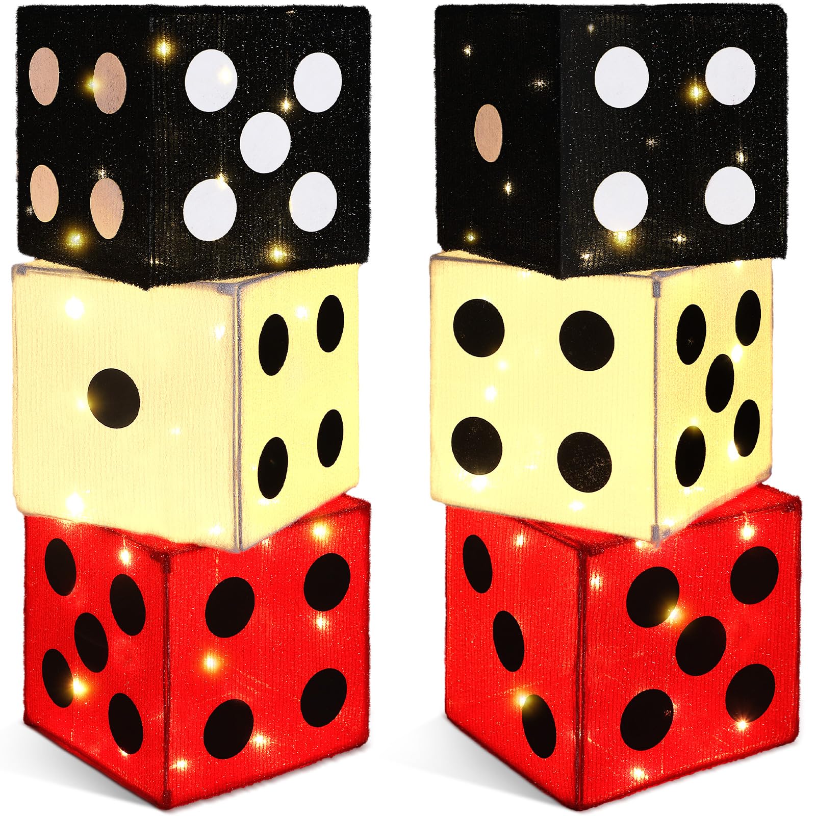 Photo 1 of Aurelema 6 Pack Casino Party Decorations Large Dice Favor Boxes with Light 9.84 Inch Las Vegas Centerpieces Boxes Casino Night Lighted Sign for Game Night Birthday Party Supplies Favors (Dice)