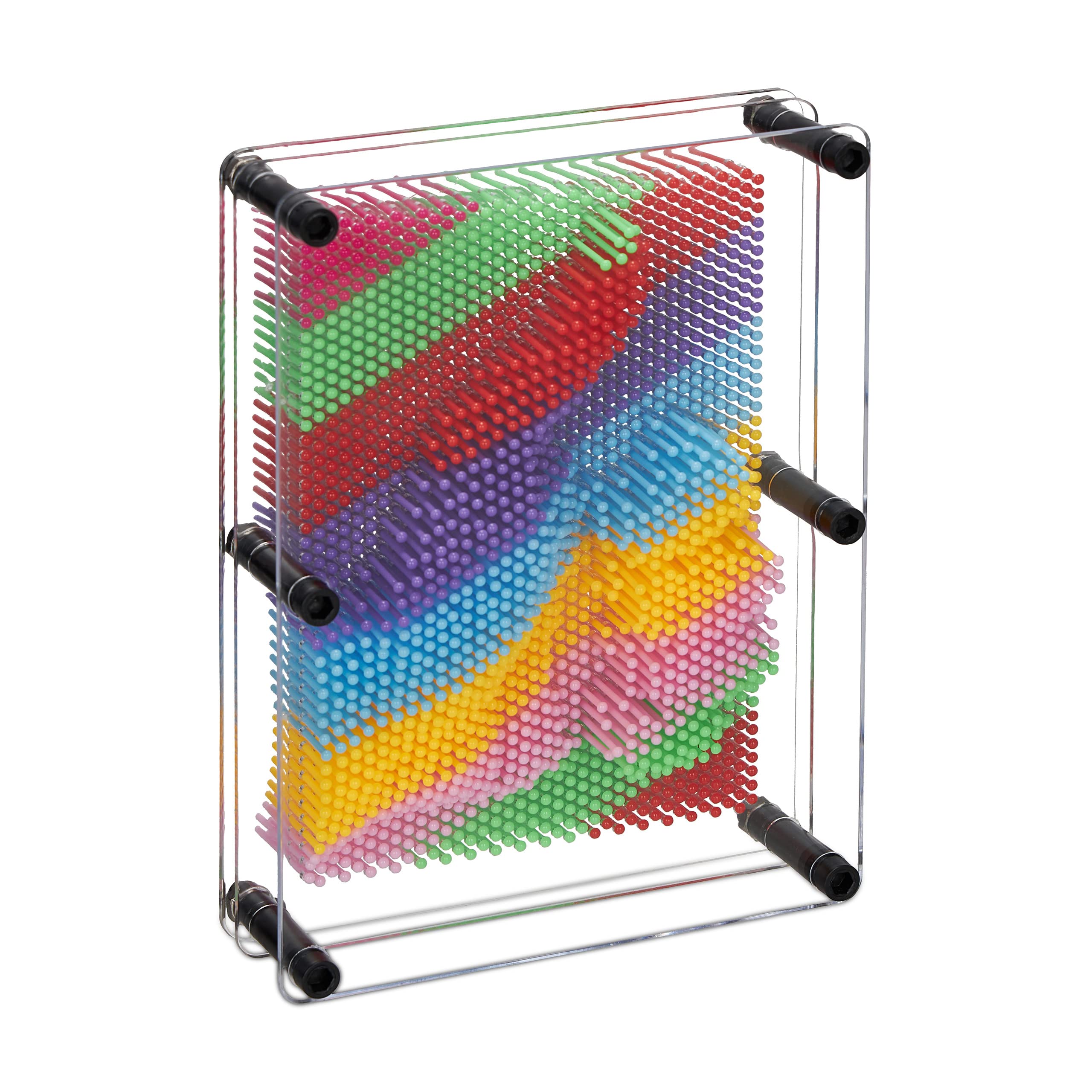 Relaxdays 3D Nail Pinart Retro Picture Game, 15x20cm, Sculptures & Board Pinpressions, Fun for Kids, Multicolor