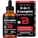 Vitamin B Complex Liquid Drops | B Vitamins Complex Supplement with B1, B2, B3, B6, B7, B9 & Methyl B12 Drops for Adults & Ki