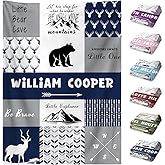 Personalized Baby Blankets for Boys Girls Custom Baby Blanket with Name for Toddlers Kids Fleece Bed Throw Blanket Swaddle for Newborn Customized Baby Gifts for Birthday Baby Shower Nursery Blanket