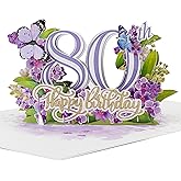 MeeSunnie 80th Birthday Card with Number Touch, 3D Pop Up Milestone Celebration Greeting Card for 1st 5th 80th 90th 100th Birthday, Soulmates, Loved Ones, Friends, Family (80th Birthday)