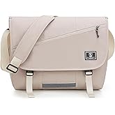 OIWAS Messenger Bag for Men, 15.6 Inch Laptop Crossbody Bags Women Casual Satchel Shoulder Bag College Travel Office Briefcase (15.6 Inch, White)