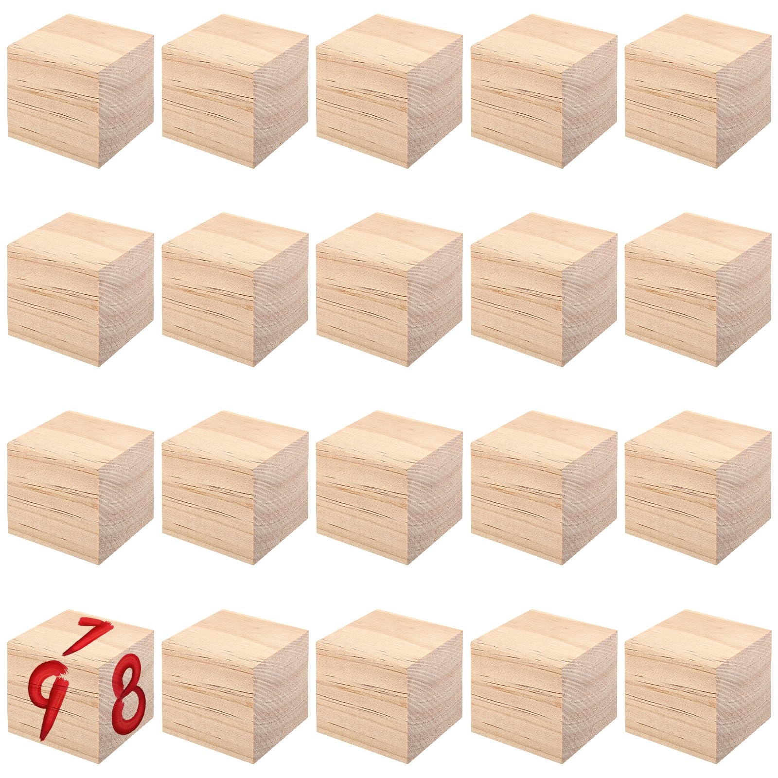TAICHEUT 40pcs 5 x 5 x 5cm Wooden Cubes, 2 Inch Square Wood Blocks, Natural Basswood Cubes, Unfinished Square Wood Blocks for DIY Craft