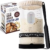 Pro Sourdough Starter Kit -37oz Wide Mouth Sourdough Starter Jar Kit for Bread - Large Glass Sourdough Jar, Feeding Band, Cloth Cover, Spatula & Thermometer–Best Sourdough Bread Kit for Beginners