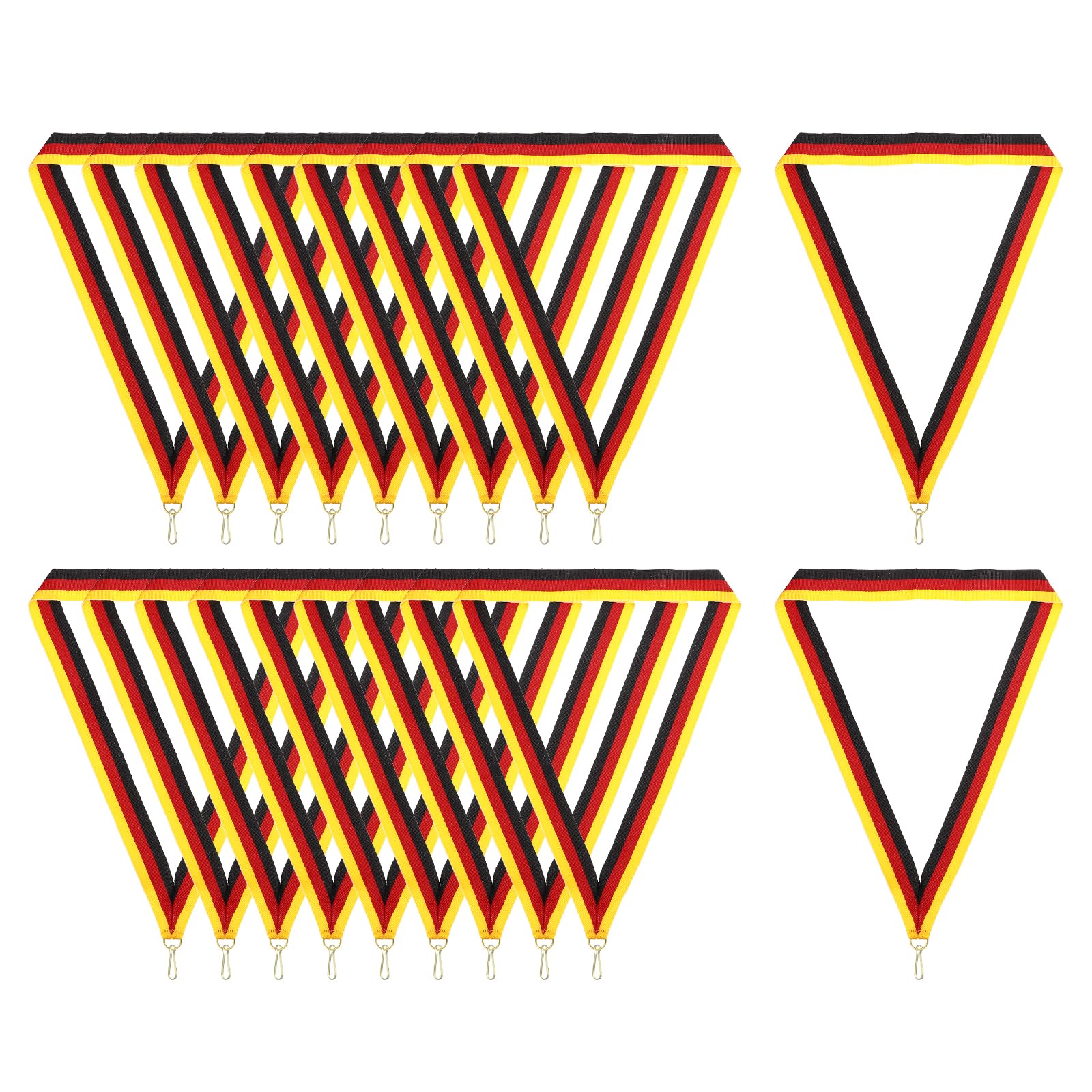 PATIKIL Award Neck Ribbons with Snap Clips, 30 Pcs Polyester Striped Medal Lanyards Ribbon for Competitions Sports Meetings Sports Party, Black Red Yellow