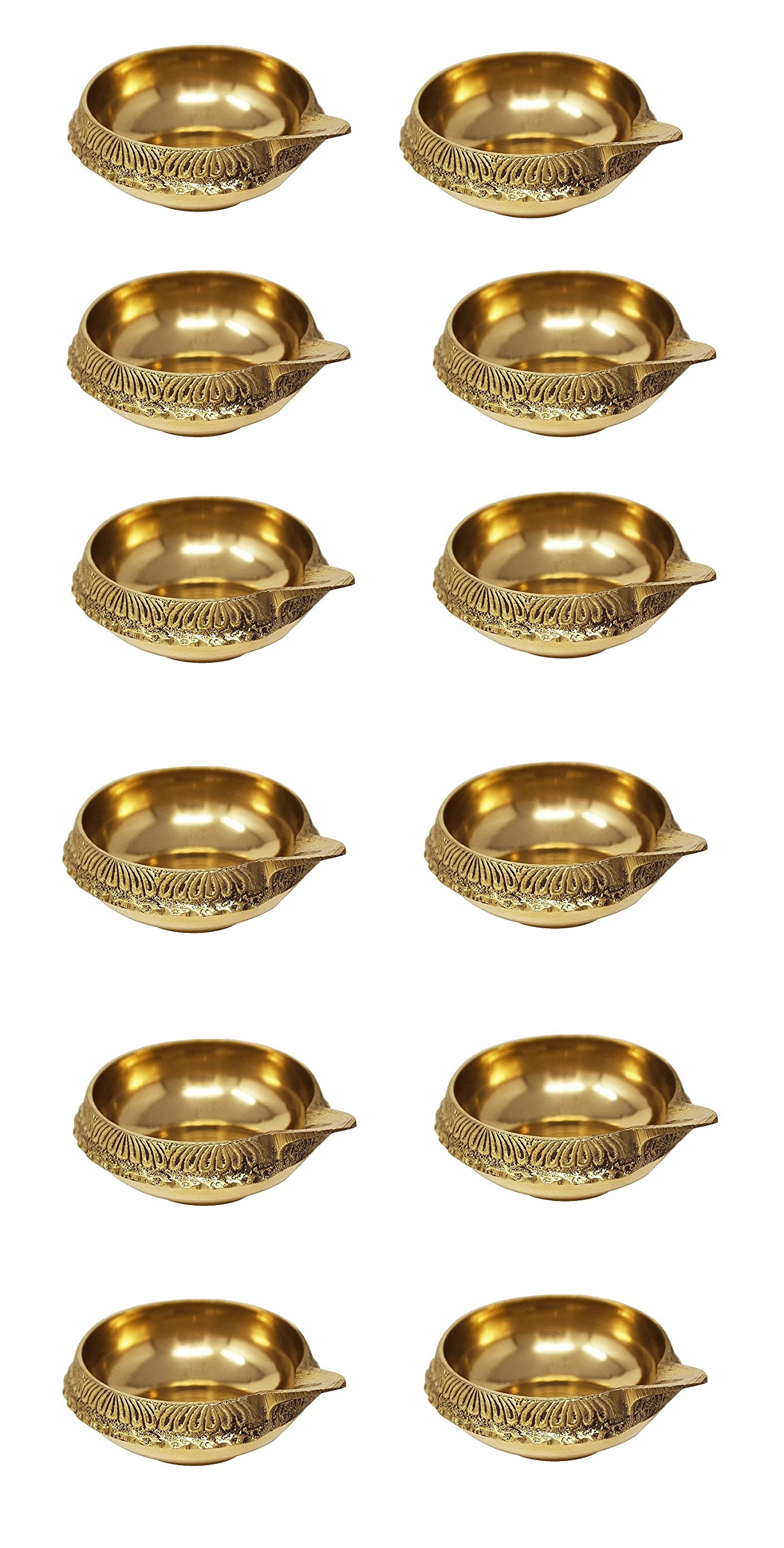 PR International Kuber Diya Puja Set of 12 Brass Kuber Diya Oil Lamp for Home Decoration for Diwali Festival and All Occasions