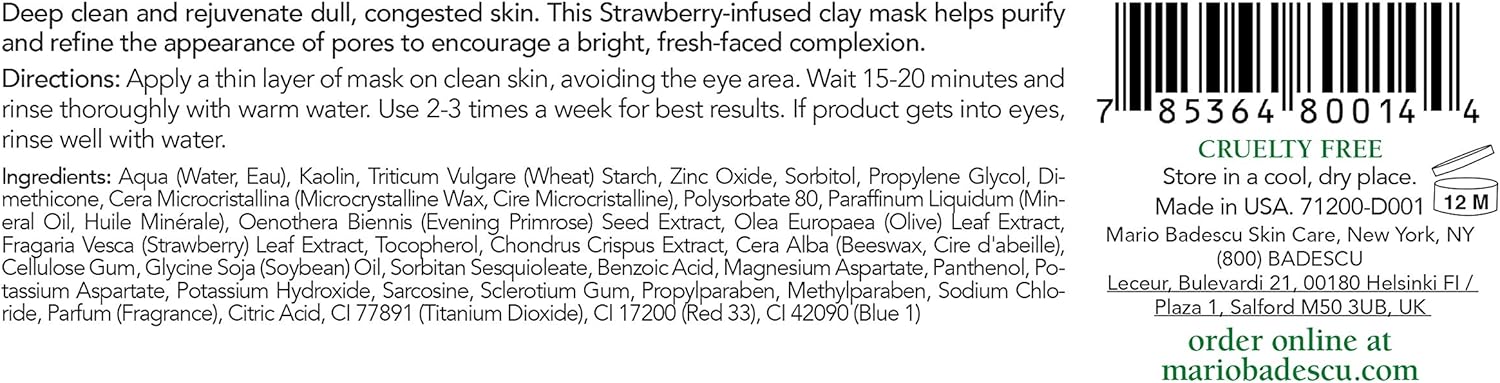 Mario Badescu Strawberry Tonic Mask - For Combination/Oily/ Sensitive Skin Types 59ml, 56 g (Pack of 1) - Image 3