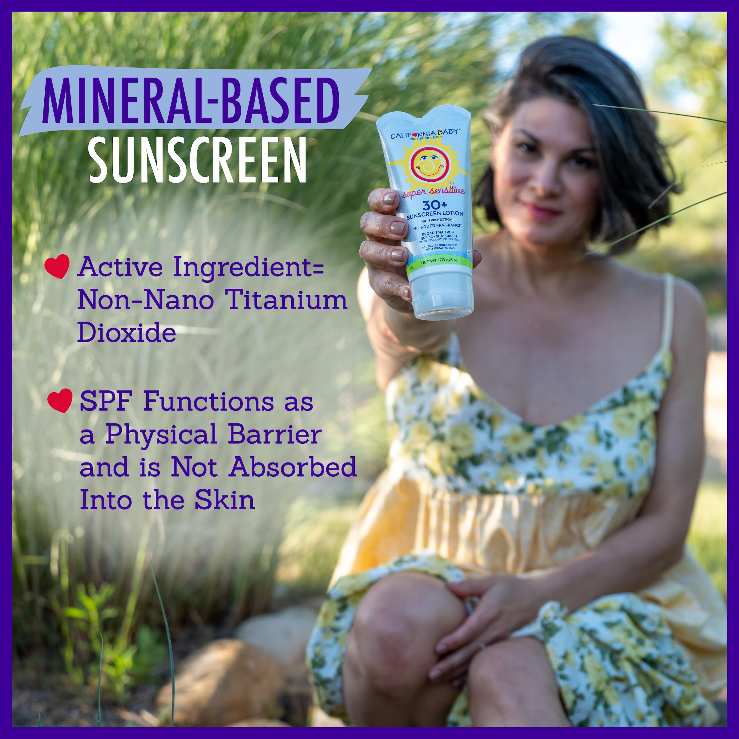 California Baby Super Sensitive SPF 30+ Sunscreen | Unscented | Mineral Based | Baby Sunscreen for Face + Body | Titanium Dioxide | 170 grams / 6oz