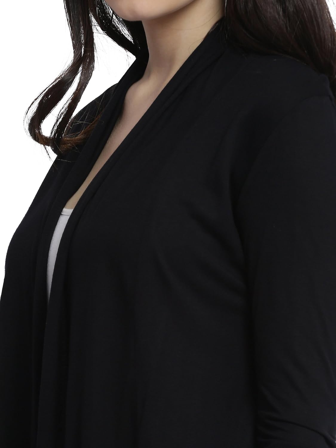 miss chase women's black open front waterfall shrug