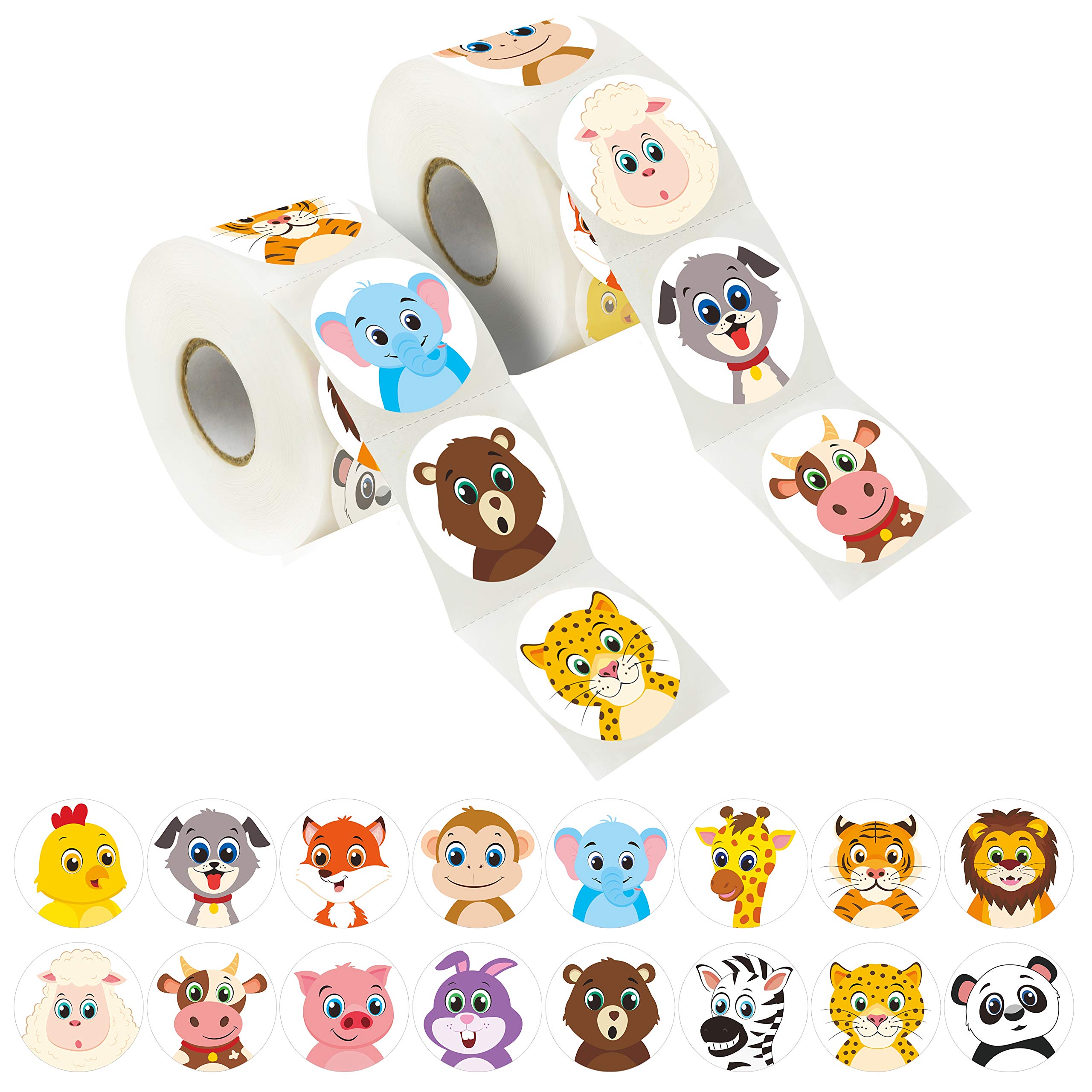 Photo 1 of Hebayy 600 Adorable Round Land Animal Stickers in 16 Designs with Perforated Line Expanded Version (Each Measures 1.5" in Diameter)