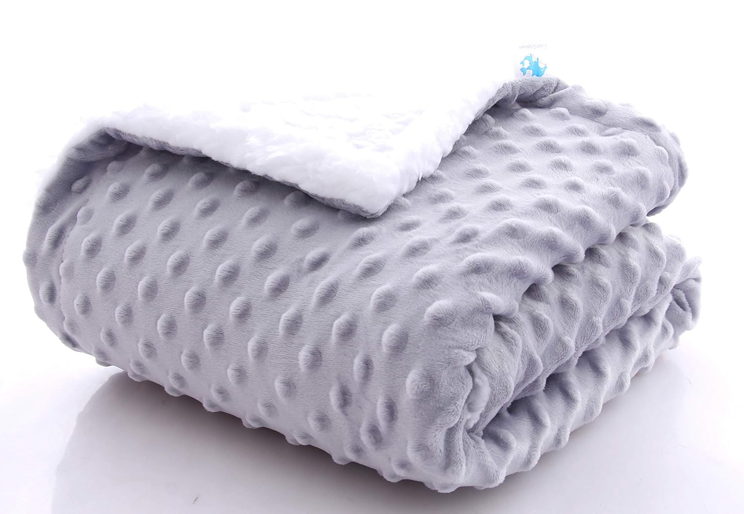 SWEET DOLPHIN Sherpa Minky Baby Blankets for Crib Stroller Nap, Fuzzy Warm Cozy Soft Receiving Blankets Unisex for Boys, Girls, Kids, Toddler, Infant - Light Grey - 30x40 inches: Baby