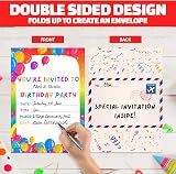 BestaFiesta Rainbow Party Invites Pack of 36 Kids Birthday Foldable Envelopes view 3