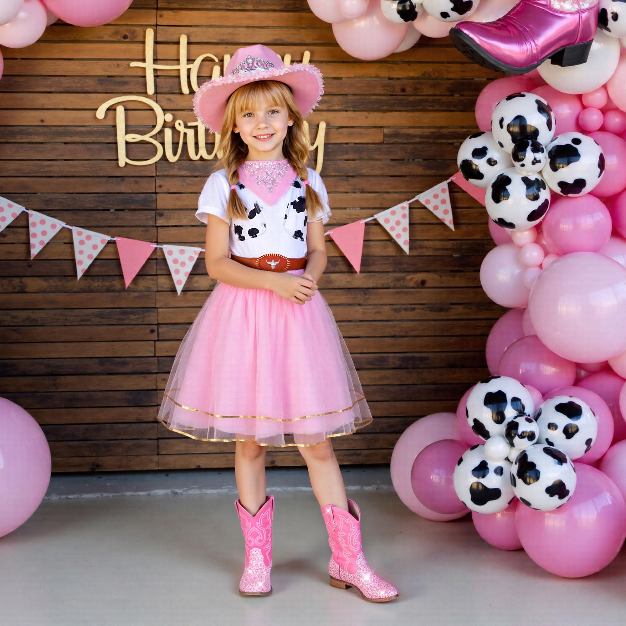 Girls Cowgirl Boots Unisex-Child Mid Calf Glitter Toddler Cowboy Boot Little Big Kids Western Riding Shoes