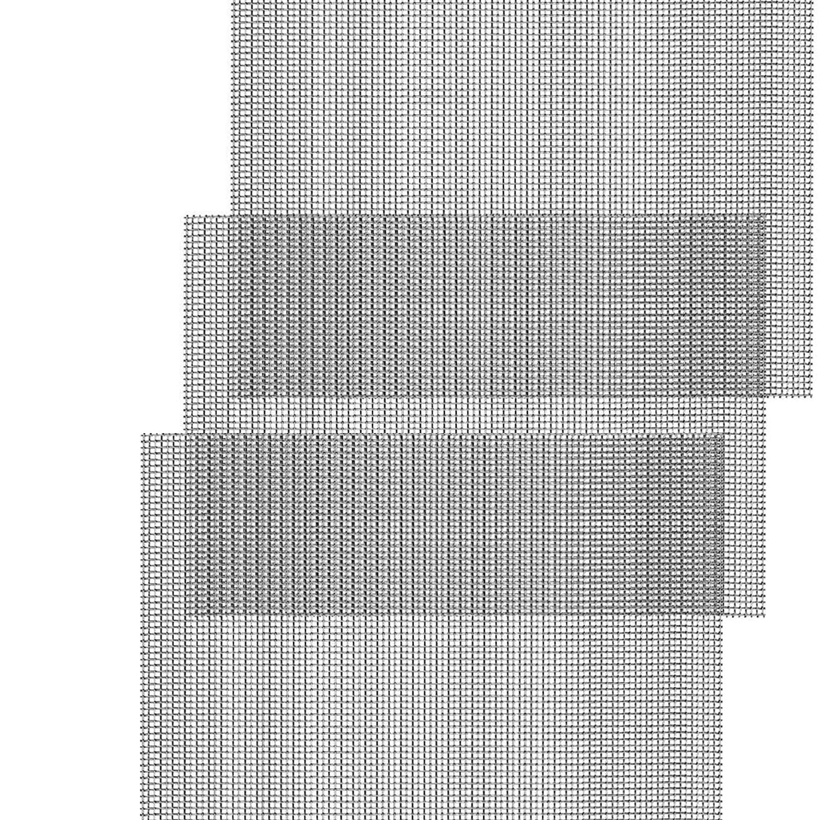 Abimars 3pcs Stainless Steel Woven Wire Mesh Metal Rodent Proof Security Guard Garden Insect Screen Cabinets Mesh Sheet, 1mm Hole - A3 (300 x 420mm)