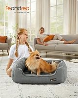 Feandrea Dog Bed Linen-Look Pet Bed with Raised Edges 70x55x21 cm Dark Grey view 2