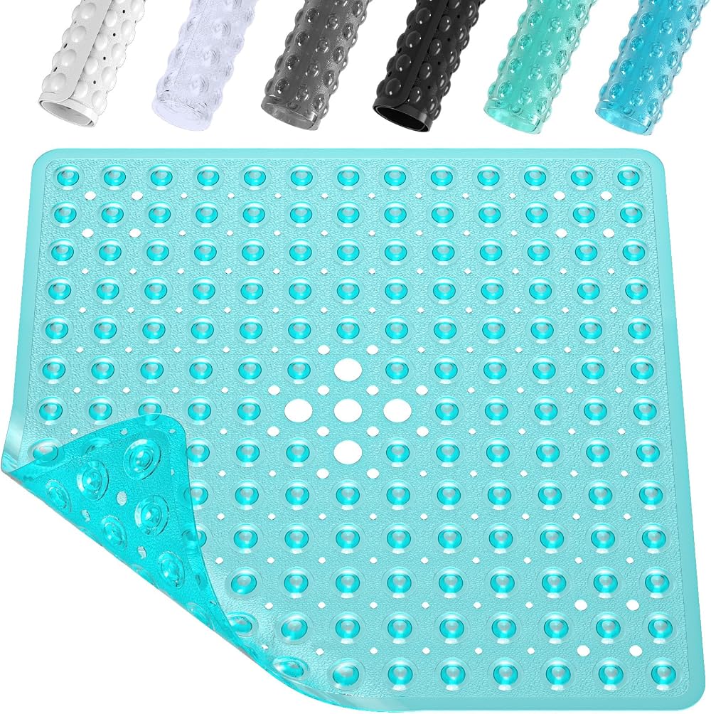 XIYUNTE Shower Mat Non Slip 53x53cm Anti Mould Clear Green