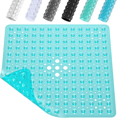 XIYUNTE Shower Mat Non Slip 53x53cm Anti Mould Clear Green