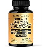 Shilajit 1000mg, Irish Sea Moss 100mg, Ashwagandha 100mg, Tongkat Ali, Boron, Magnesium, PQQ &amp; More | 60 Capsules - 30 Days Supply| Fulvic Acid Veg Capsules| Vegan| Gluten Free | Non-GMO