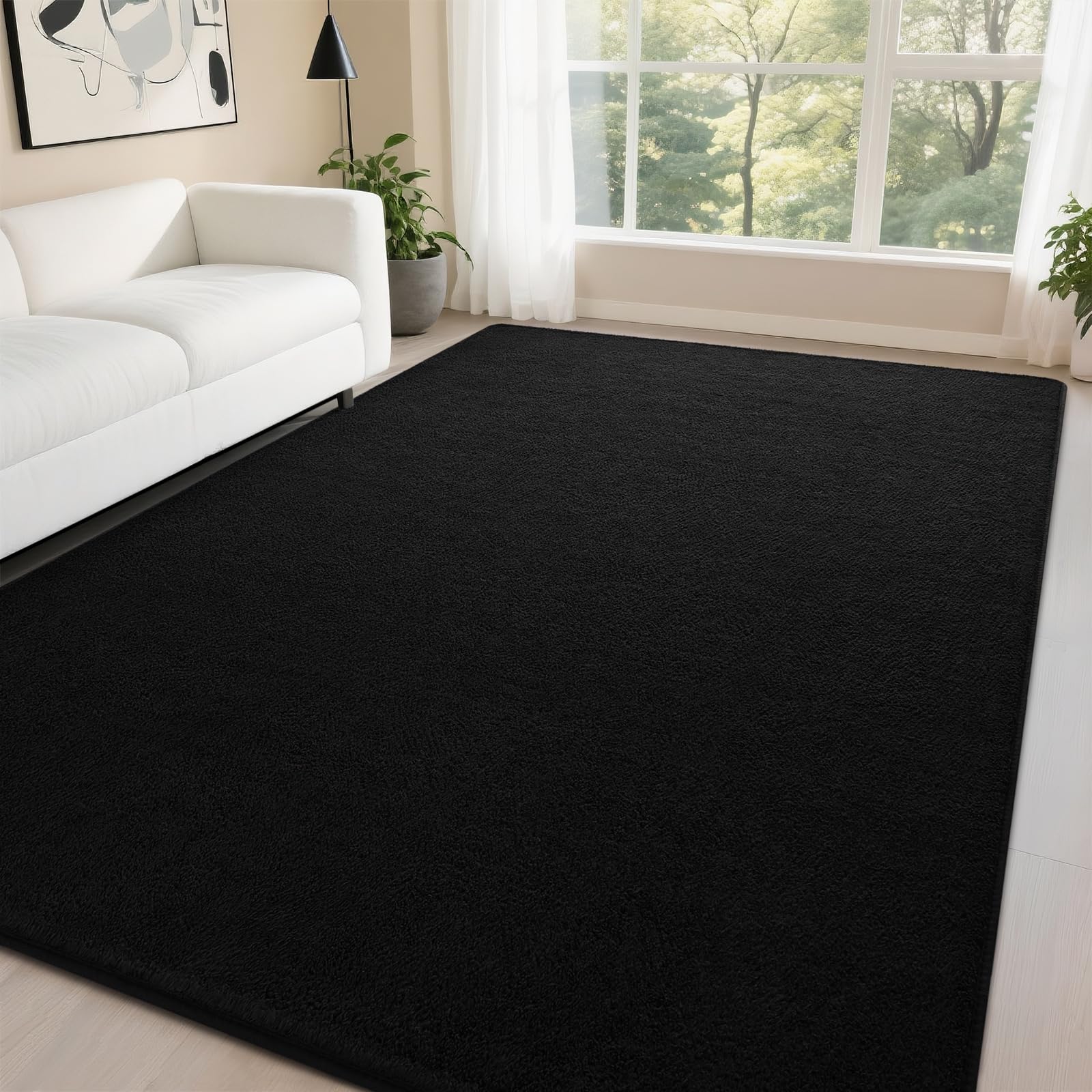 DweIke Modern Area Rugs for Bedroom Living Room, 6x9 Feet, Thickened Memory-Foam Indoor Carpets, Minimalist Style Carpet Suitable for Boys Girls Teenagers and Adults with Super Soft Touch, Deep Grey