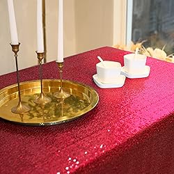 FYLEDAEE Red Sequin Tablecloth Rectangular 50X80